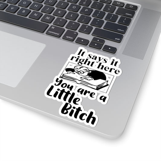 Kiss-Cut Sticker — "It Says It Right Here: You Are a Little Bitch" Funny Sarcastic Laptop Decal