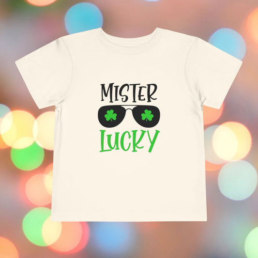 Toddler Tee — "Mister Lucky" Shamrock Sunglasses St. Patrick's Day Shirt