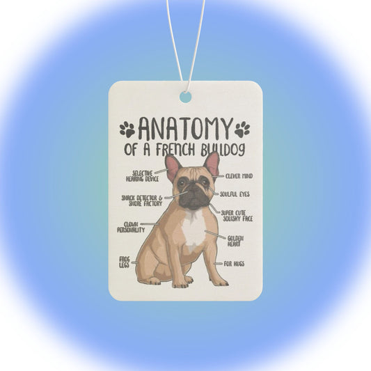French Bulldog Anatomy Car Air Freshener — Cute Pet Diagram Scent Tag