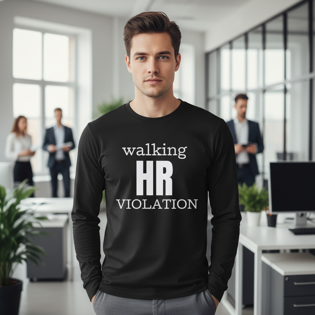 Long Sleeve Tee — "Walking HR Violation" Funny HR Shirt for HR Pros & Coworkers