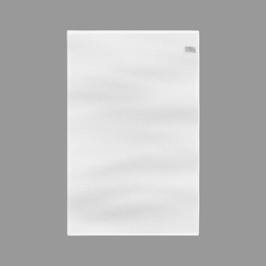 Back of white kitchen towel With a grey background