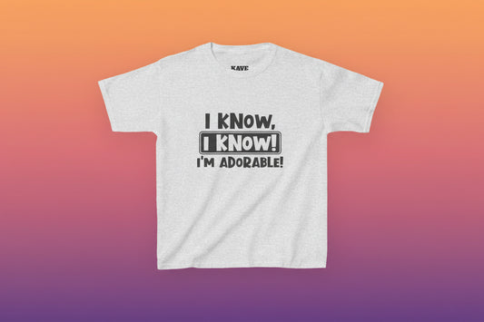 Gray t-shirt with black text on a white background