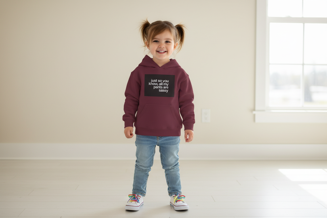 Youth Hoodie — "Just So You Know, All My Pants Are Sassy" Funny Graphic