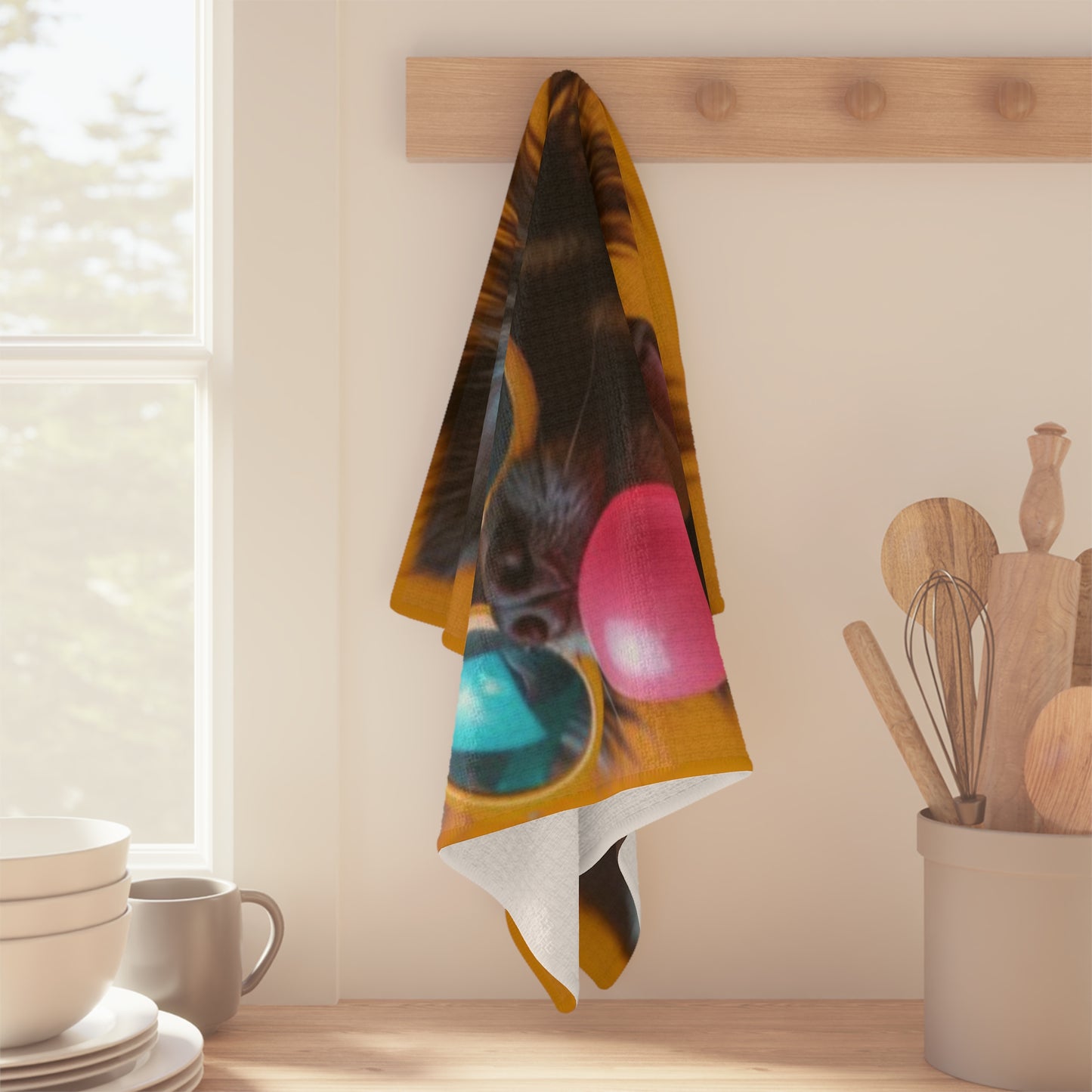 Microfiber Tea Towel — Funny Sunglasses Puppy Blowing Bubble