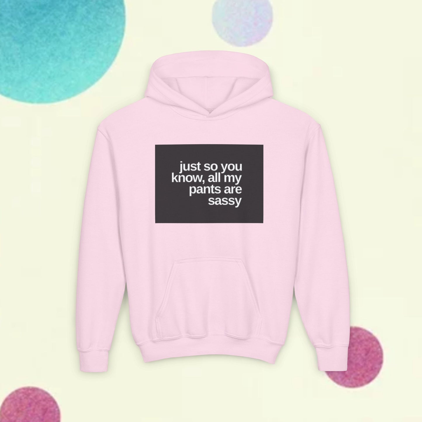 Youth Hoodie — "Just So You Know, All My Pants Are Sassy" Funny Graphic