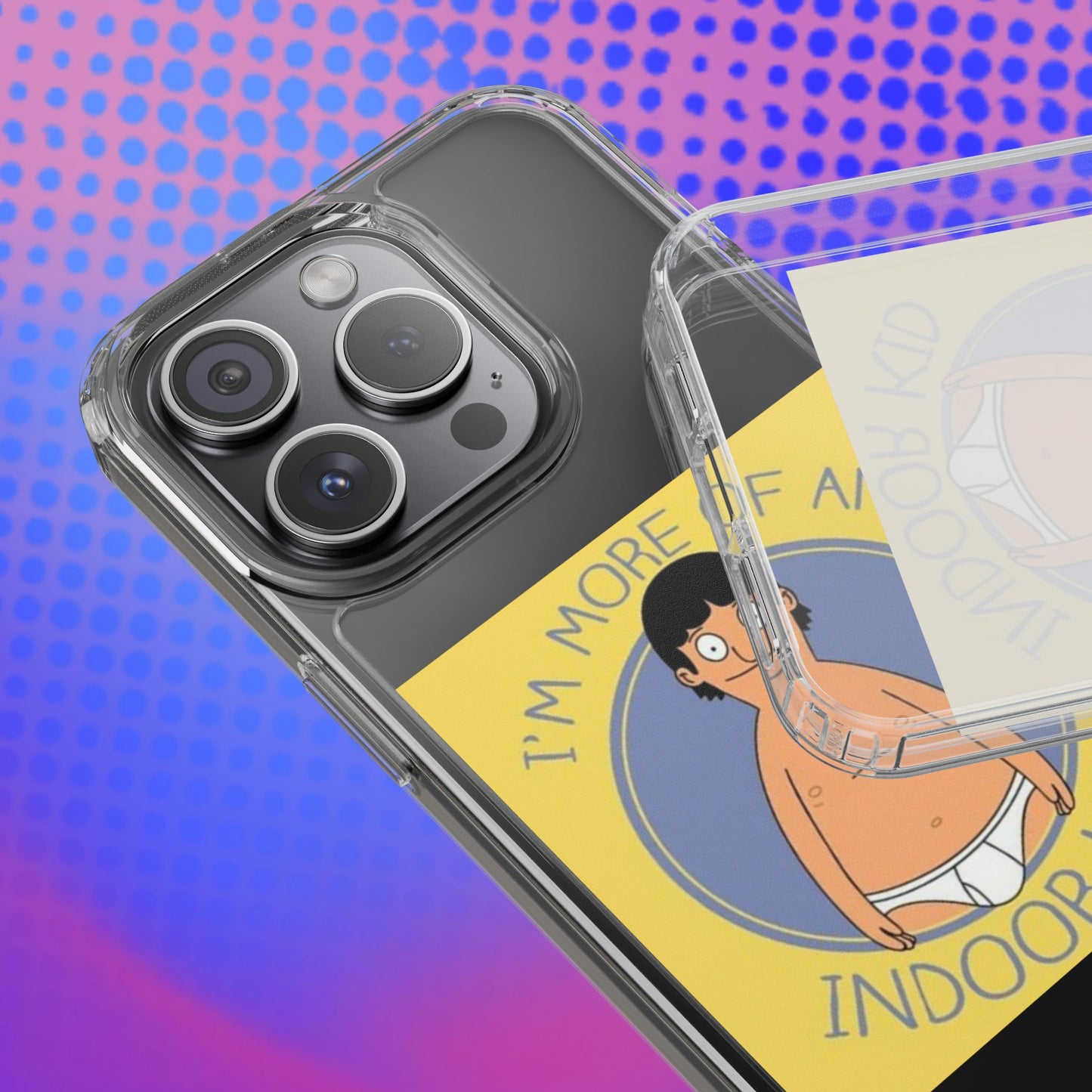 Clear Phone Case — "I'm More of an Indoor Kid" Cartoon Design