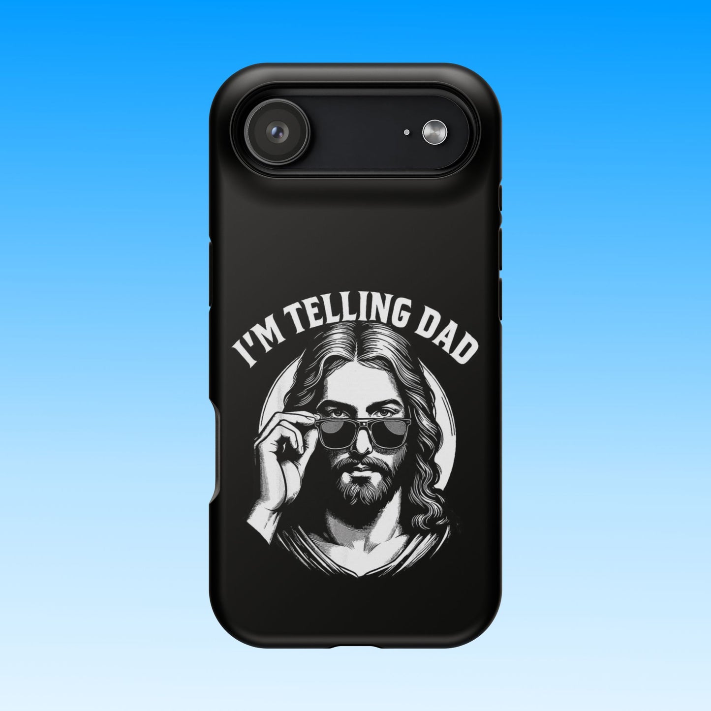 Phone Case — “I’m Telling Dad” Retro Jesus Graphic Impact-Resistant Case