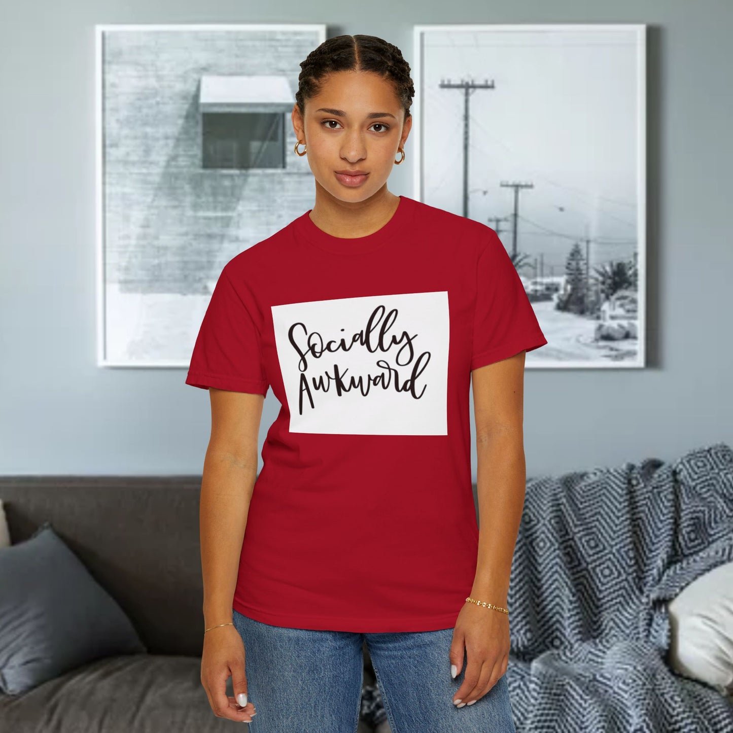 Socially Awkward Unisex Tee, Casual Wear, Gift for Introverts, Funny Shirt, Trendy Fashion
