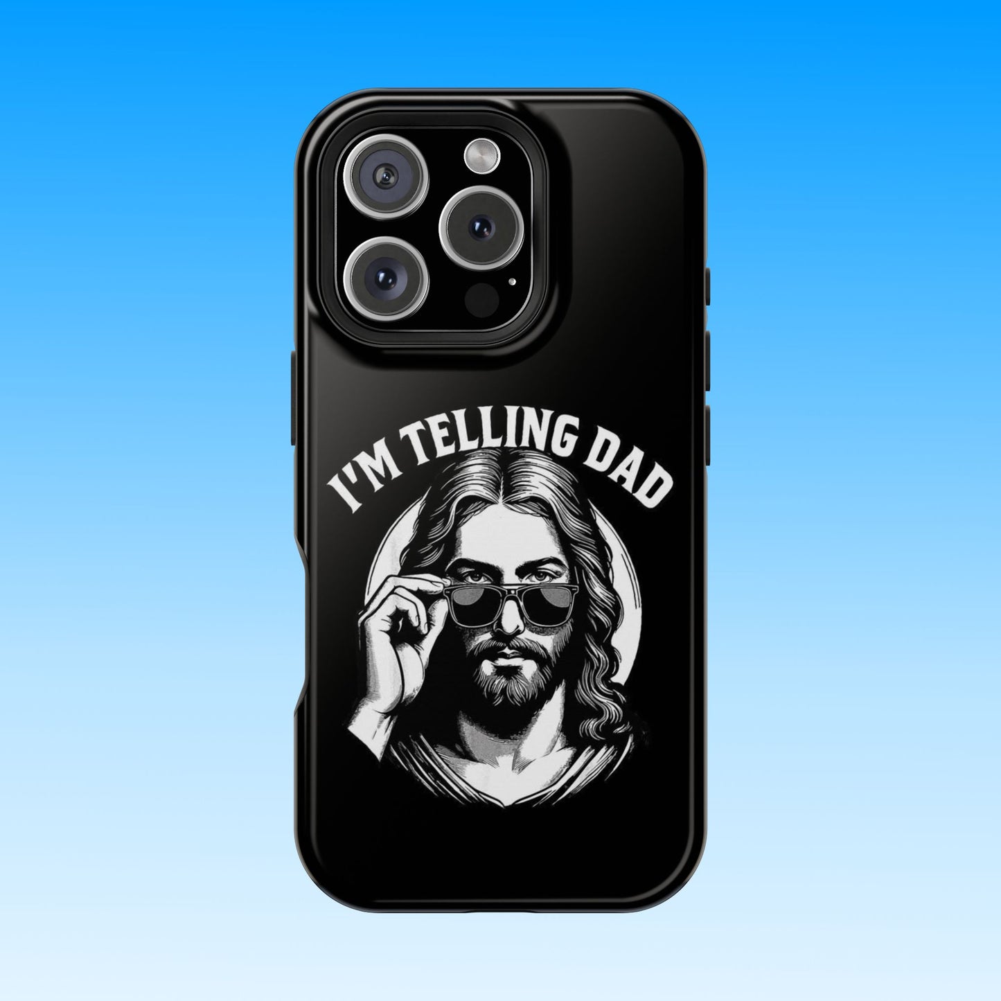 Phone Case — “I’m Telling Dad” Retro Jesus Graphic Impact-Resistant Case