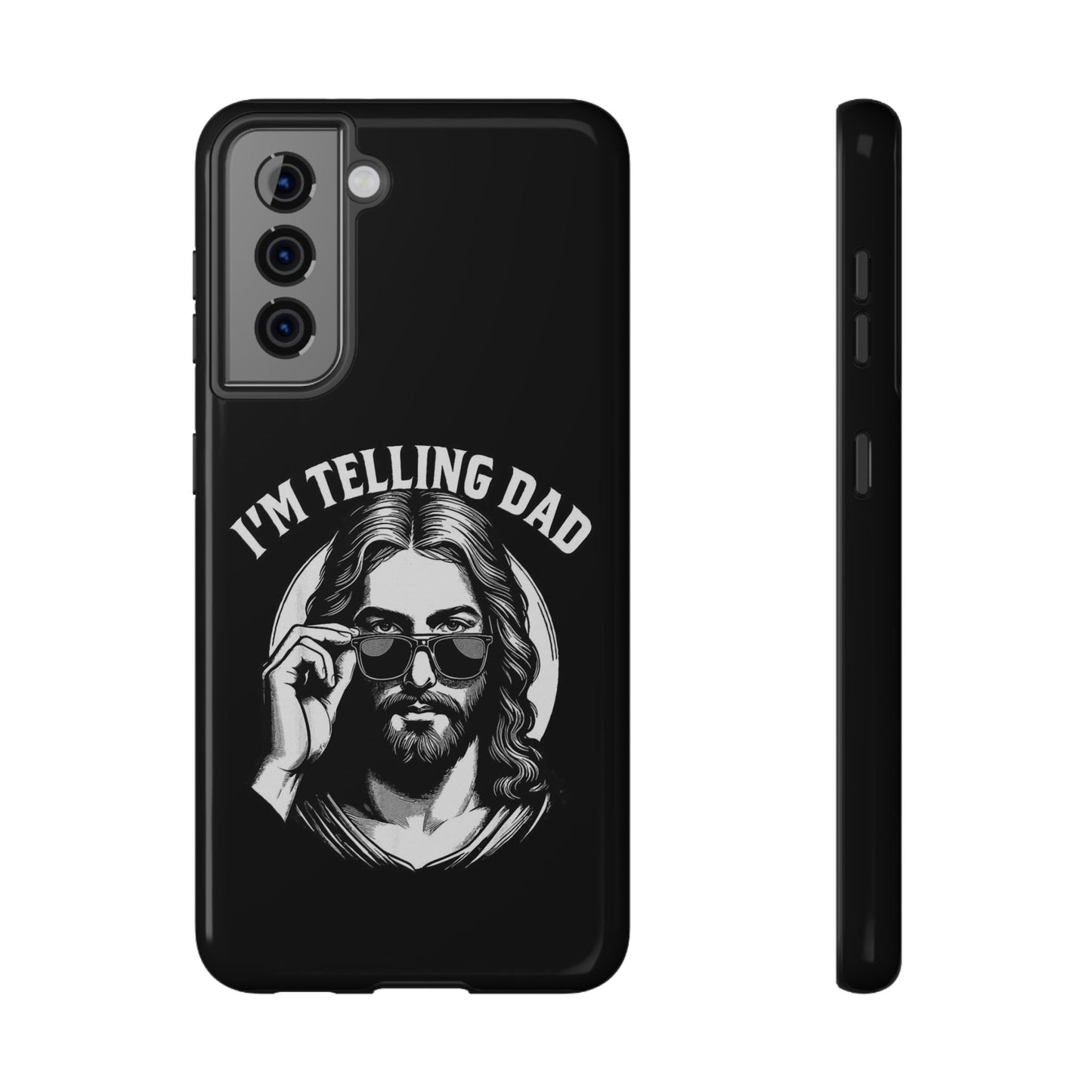 Phone Case — “I’m Telling Dad” Retro Jesus Graphic Impact-Resistant Case