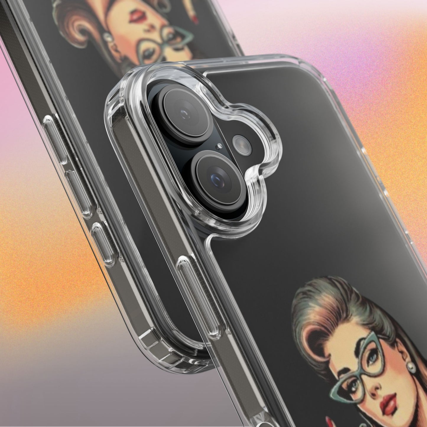 Clear Phone Case — Retro Woman Giving the Finger Graphic with “Respectfully” Text