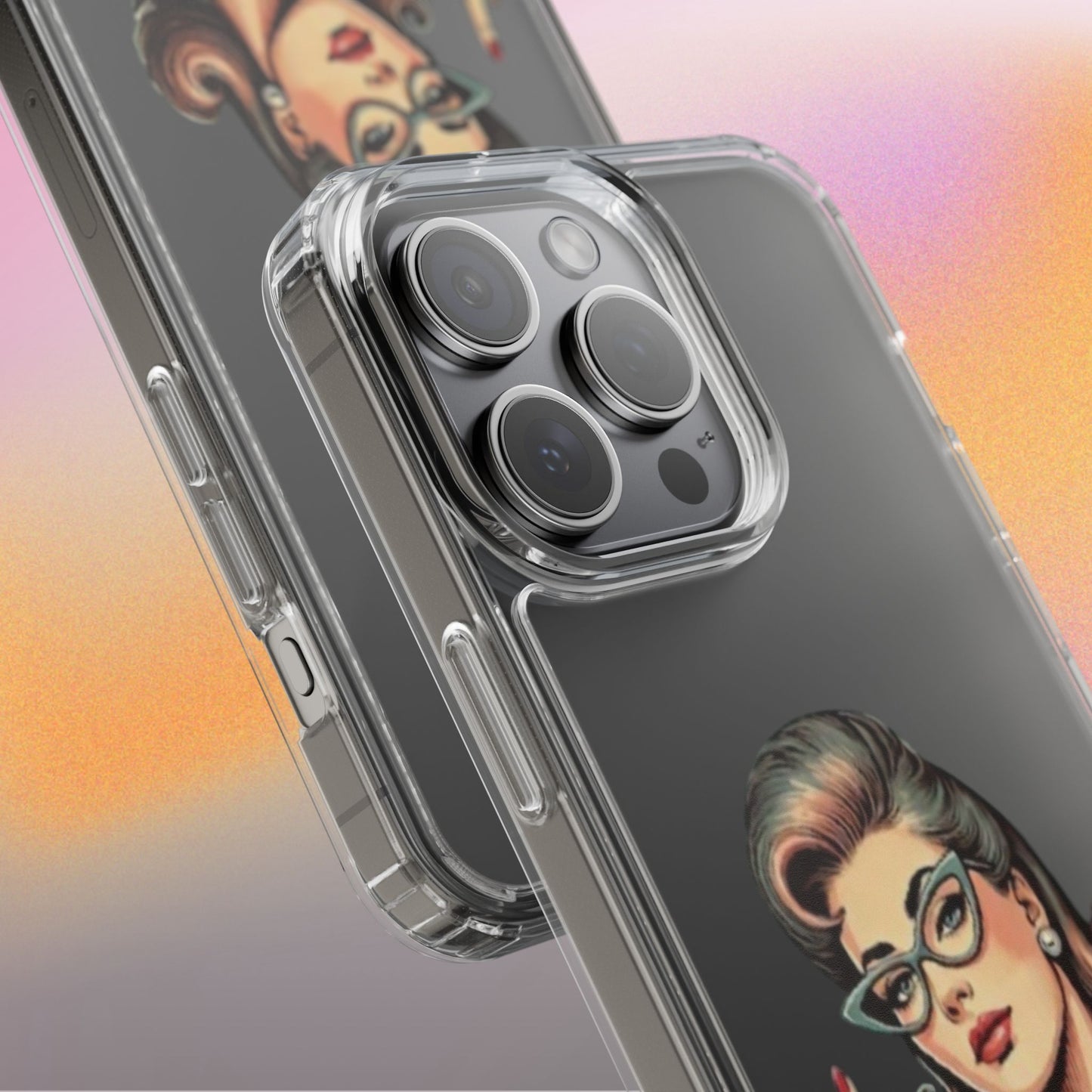 Clear Phone Case — Retro Woman Giving the Finger Graphic with “Respectfully” Text