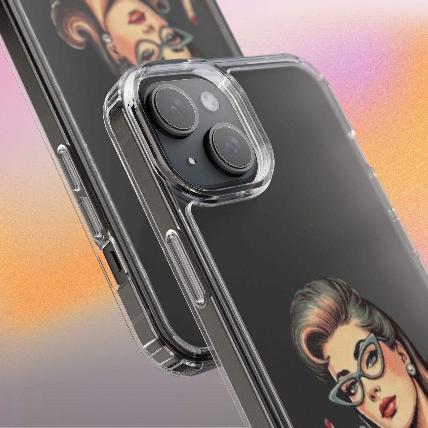 Clear Phone Case — Retro Woman Giving the Finger Graphic with “Respectfully” Text