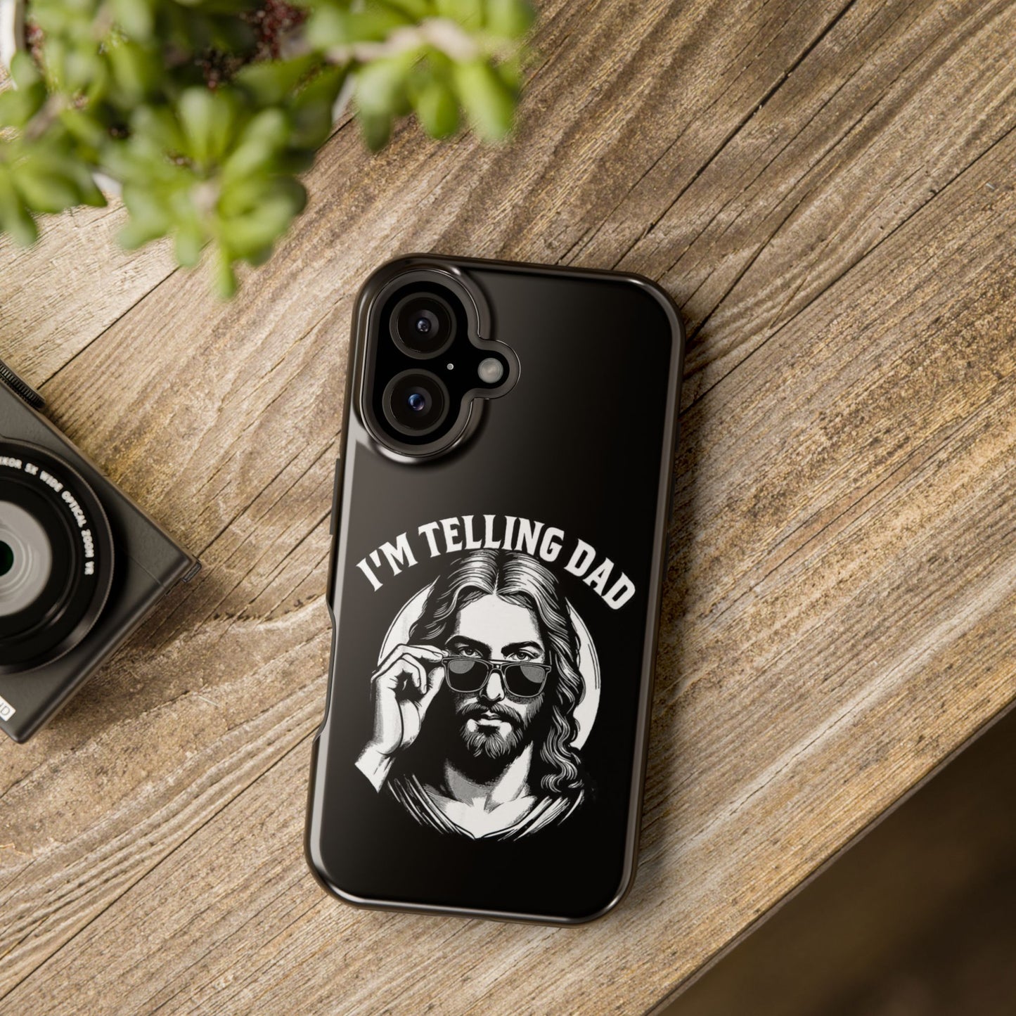 Phone Case — “I’m Telling Dad” Retro Jesus Graphic Impact-Resistant Case