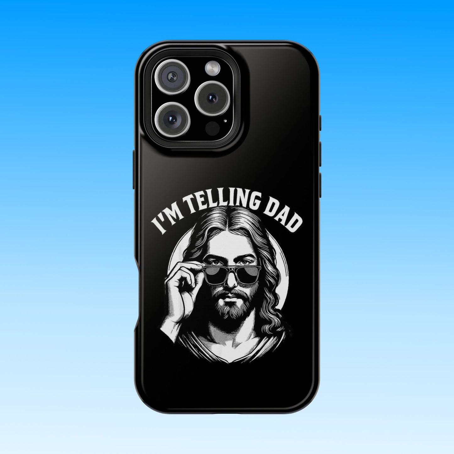 Phone Case — “I’m Telling Dad” Retro Jesus Graphic Impact-Resistant Case