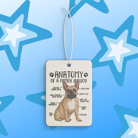 French Bulldog Anatomy Car Air Freshener — Cute Pet Diagram Scent Tag