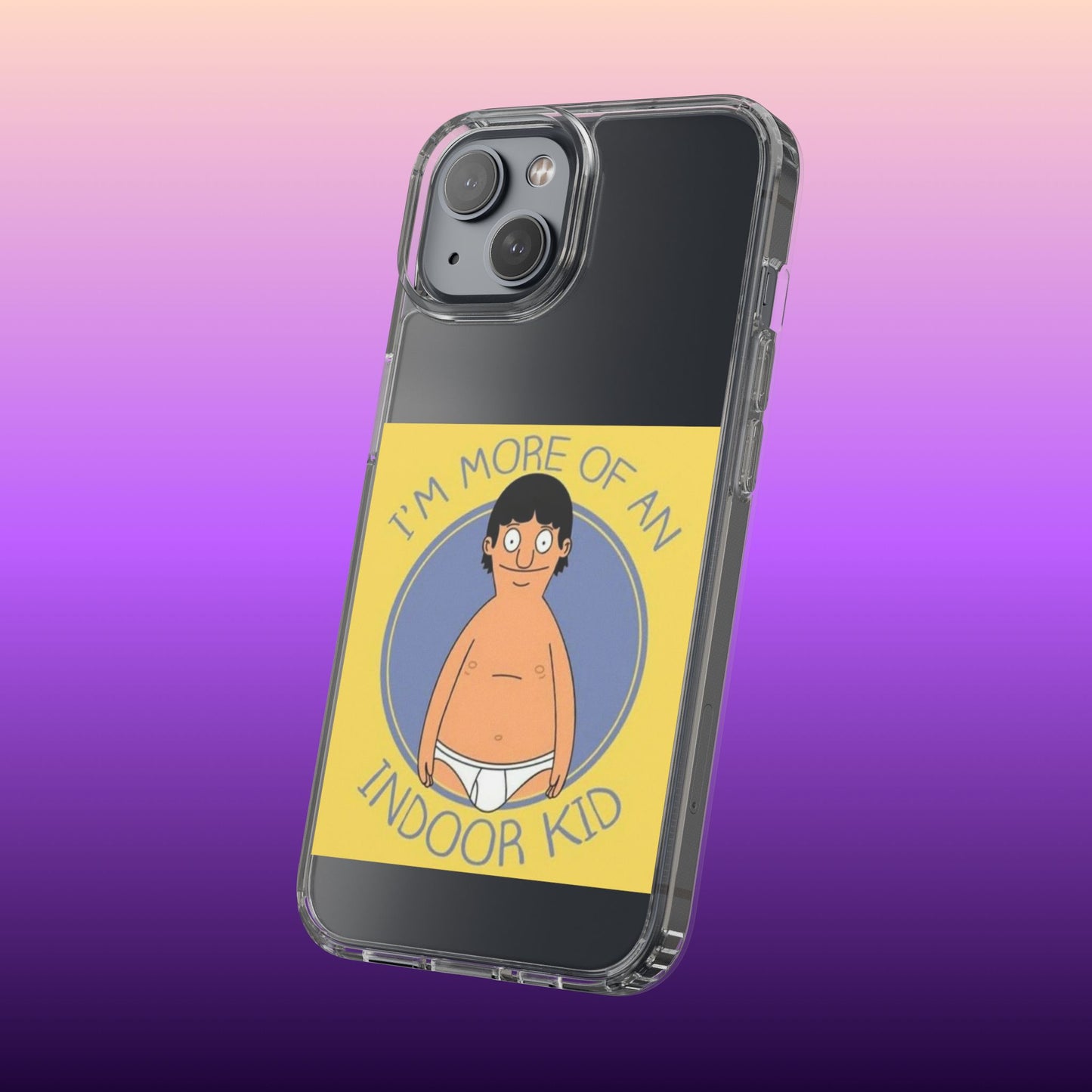 Clear Phone Case — "I'm More of an Indoor Kid" Cartoon Design