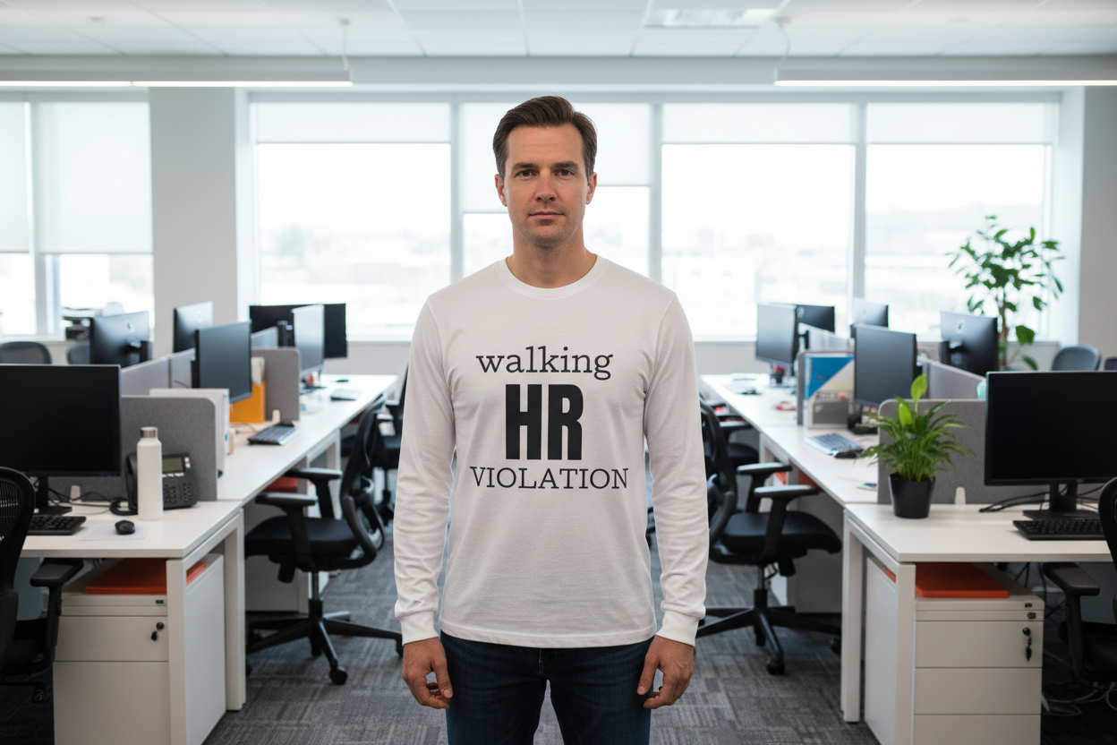 Long Sleeve Tee — "Walking HR Violation" Funny HR Shirt for HR Pros & Coworkers
