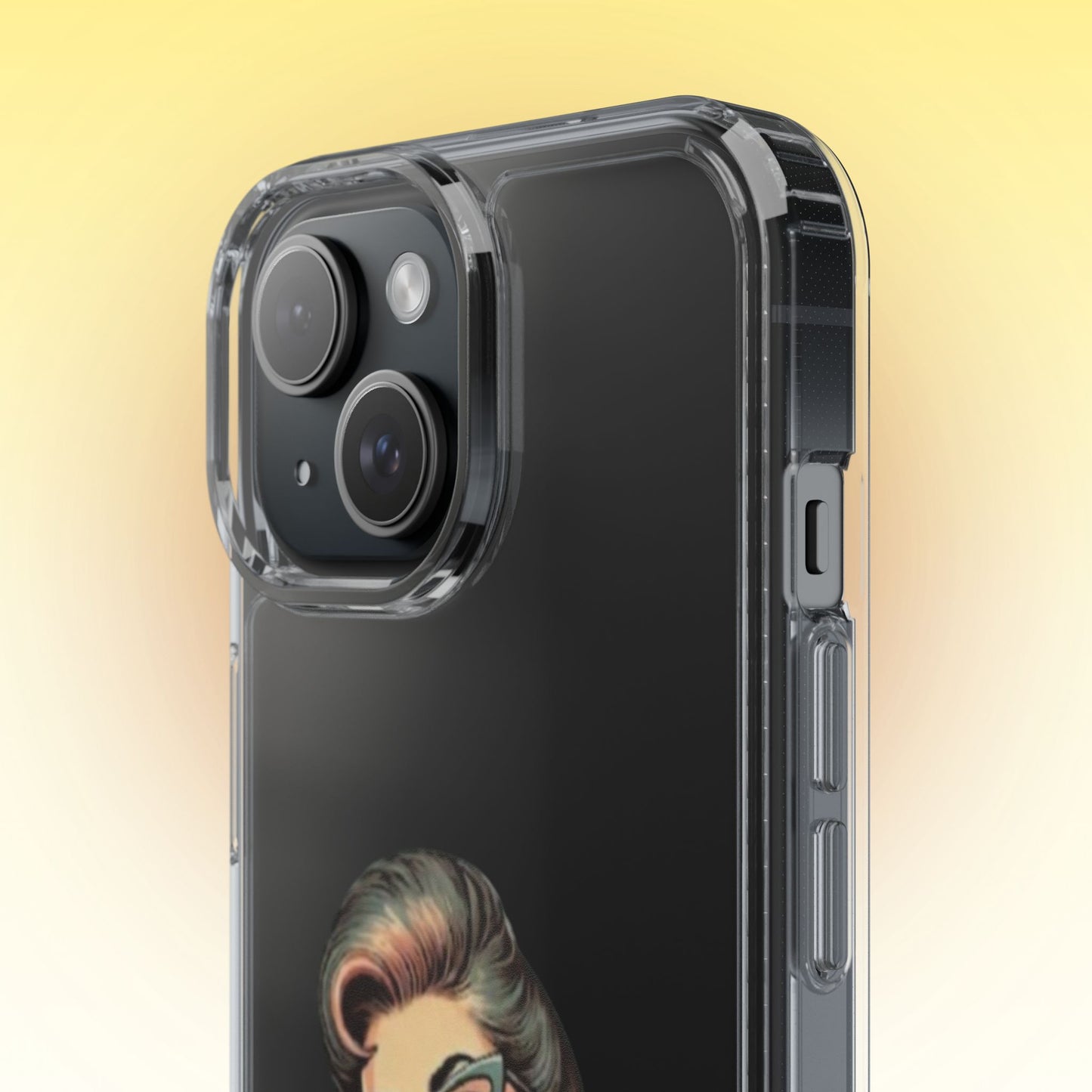 Clear Phone Case — Retro Woman Giving the Finger Graphic with “Respectfully” Text