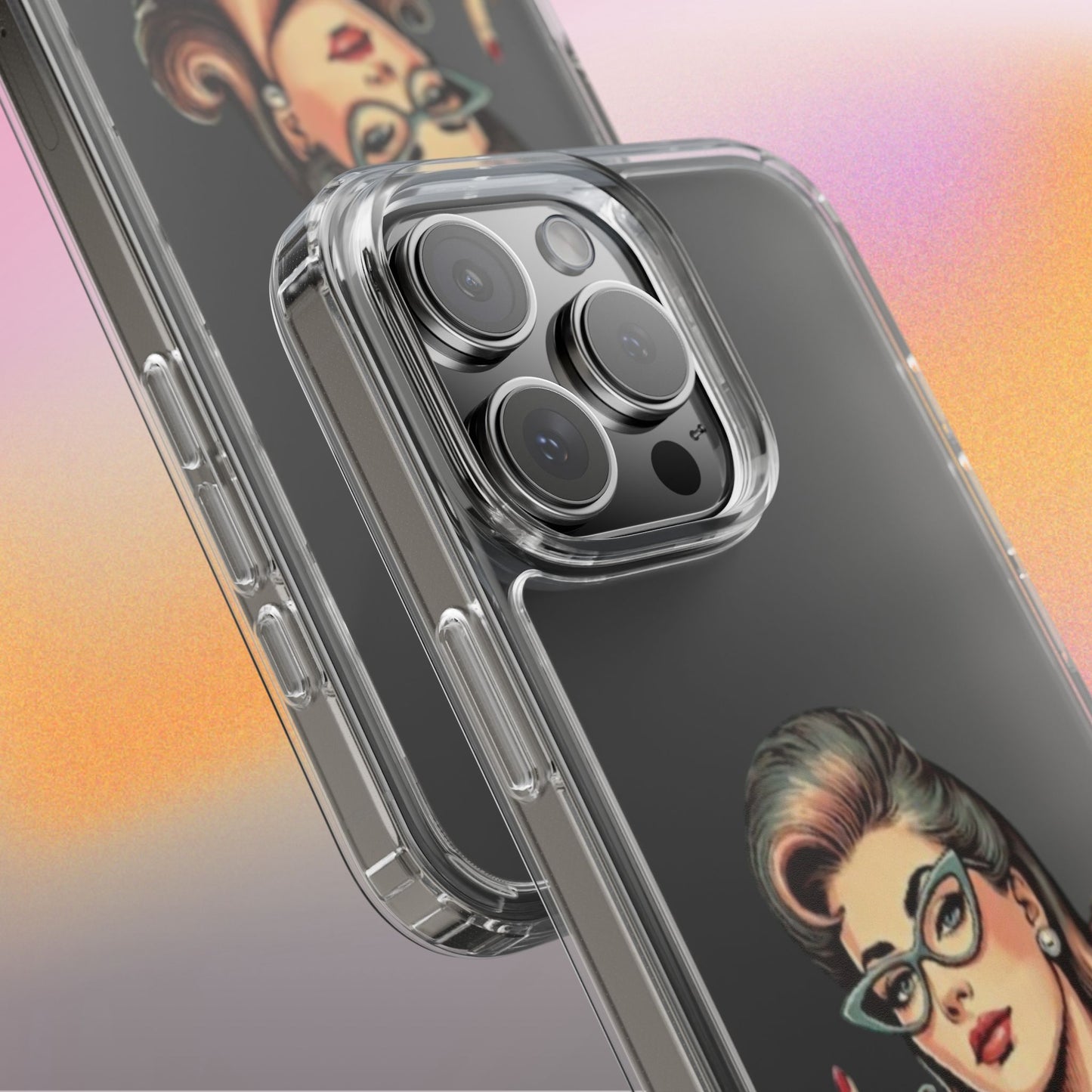 Clear Phone Case — Retro Woman Giving the Finger Graphic with “Respectfully” Text