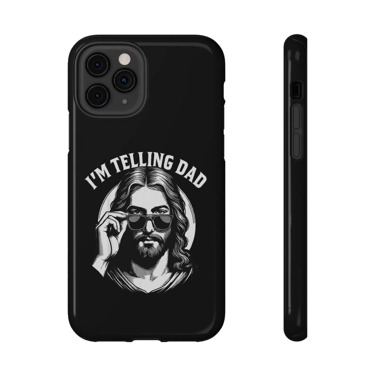 Phone Case — “I’m Telling Dad” Retro Jesus Graphic Impact-Resistant Case