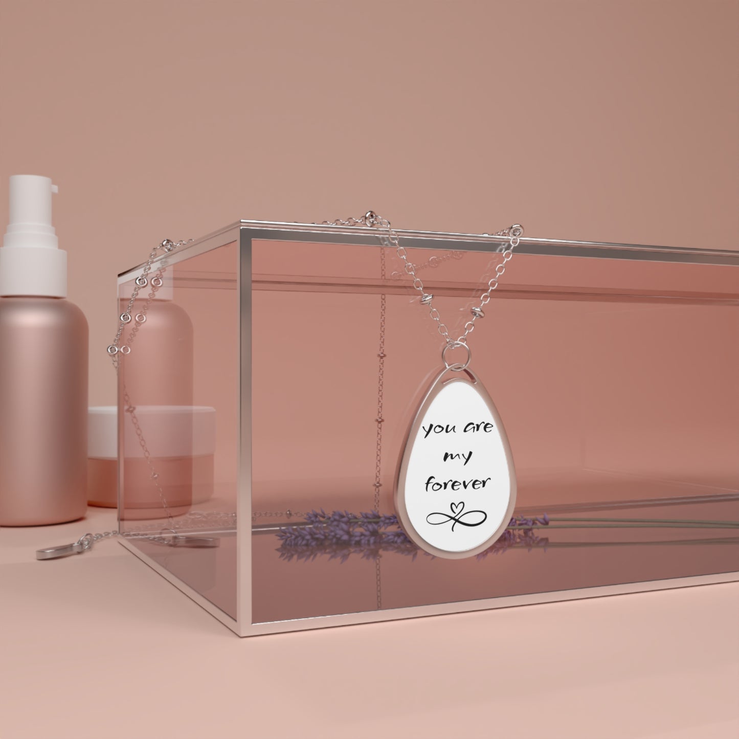 You Are My Forever Oval Necklace – Engraved Teardrop Pendant