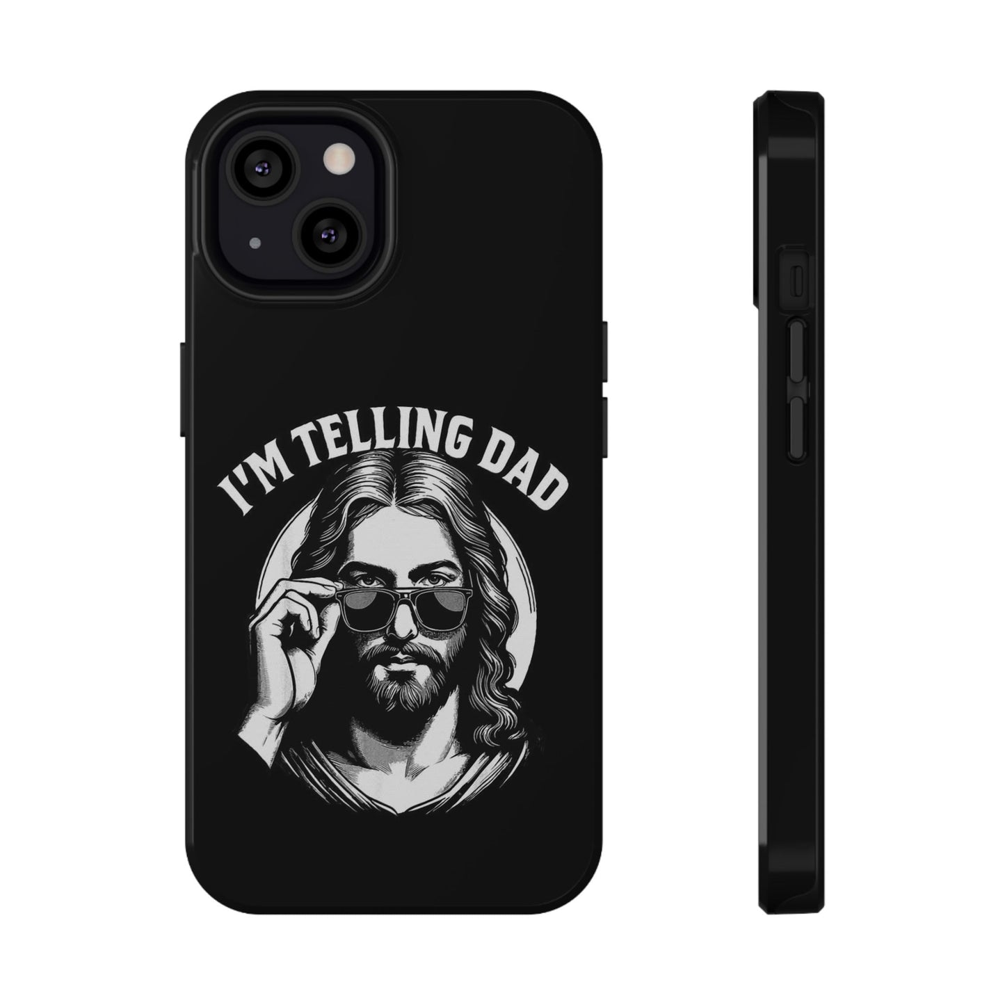 Phone Case — “I’m Telling Dad” Retro Jesus Graphic Impact-Resistant Case