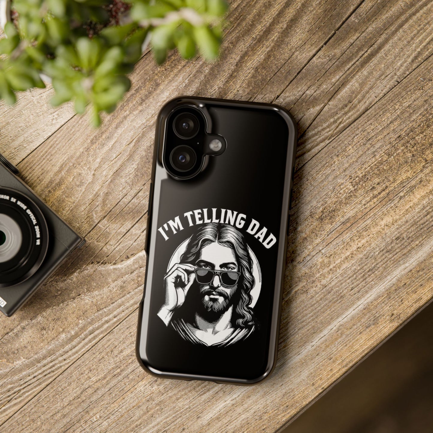 Phone Case — “I’m Telling Dad” Retro Jesus Graphic Impact-Resistant Case