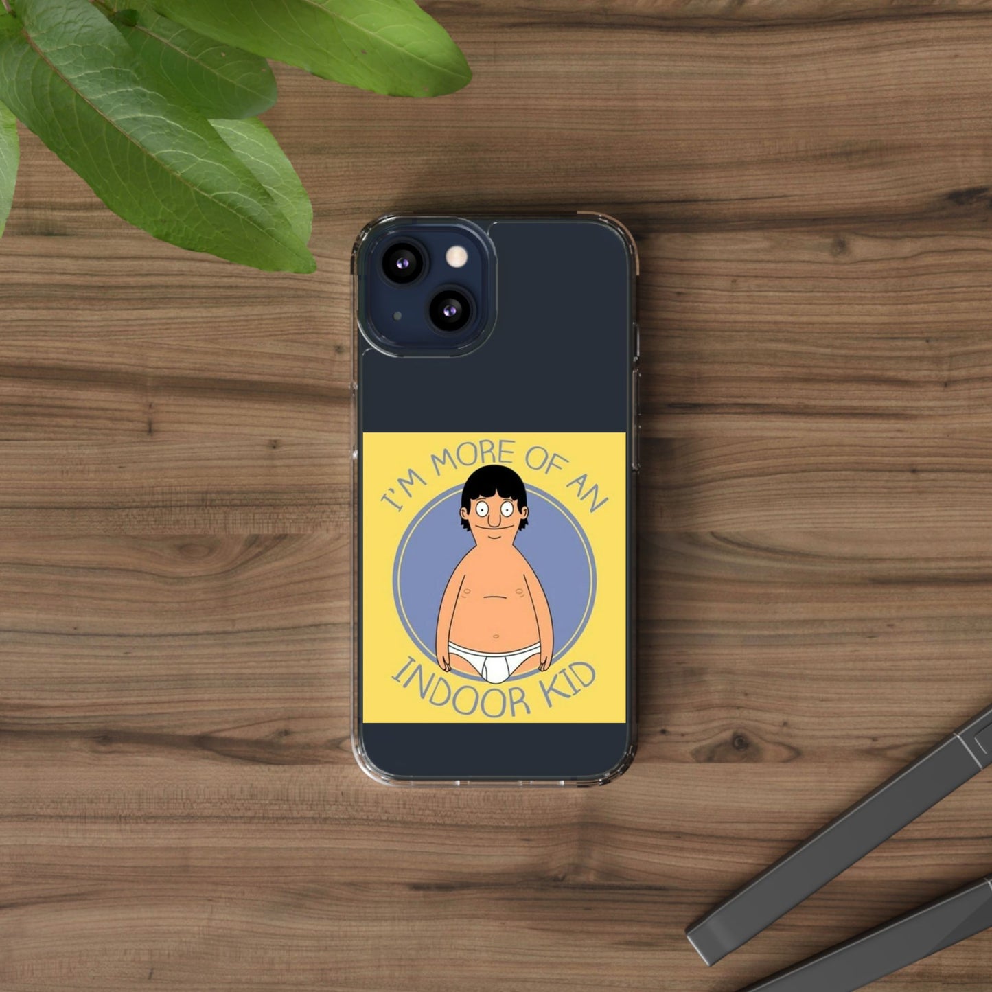 Clear Phone Case — "I'm More of an Indoor Kid" Cartoon Design