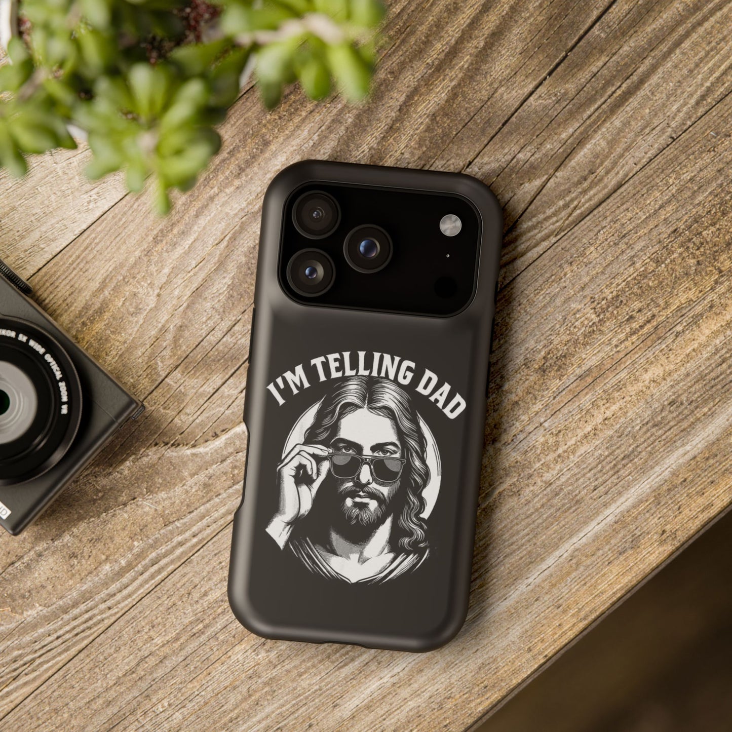 Phone Case — “I’m Telling Dad” Retro Jesus Graphic Impact-Resistant Case