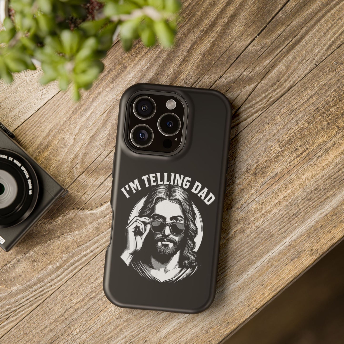 Phone Case — “I’m Telling Dad” Retro Jesus Graphic Impact-Resistant Case