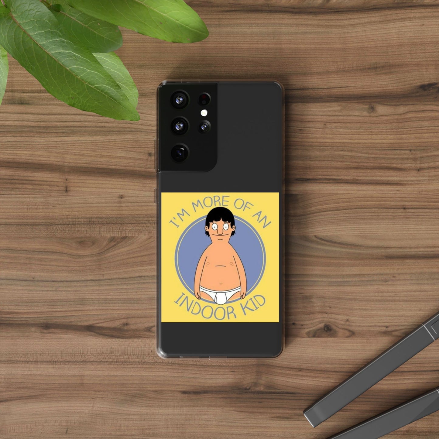Clear Phone Case — "I'm More of an Indoor Kid" Cartoon Design