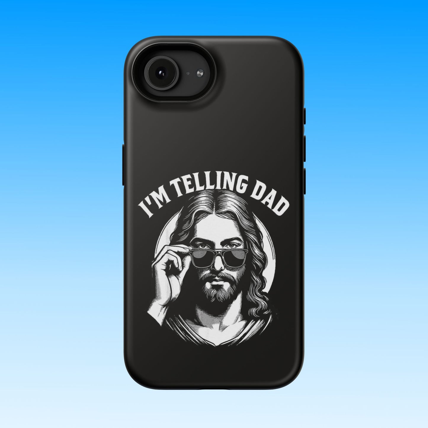 Phone Case — “I’m Telling Dad” Retro Jesus Graphic Impact-Resistant Case