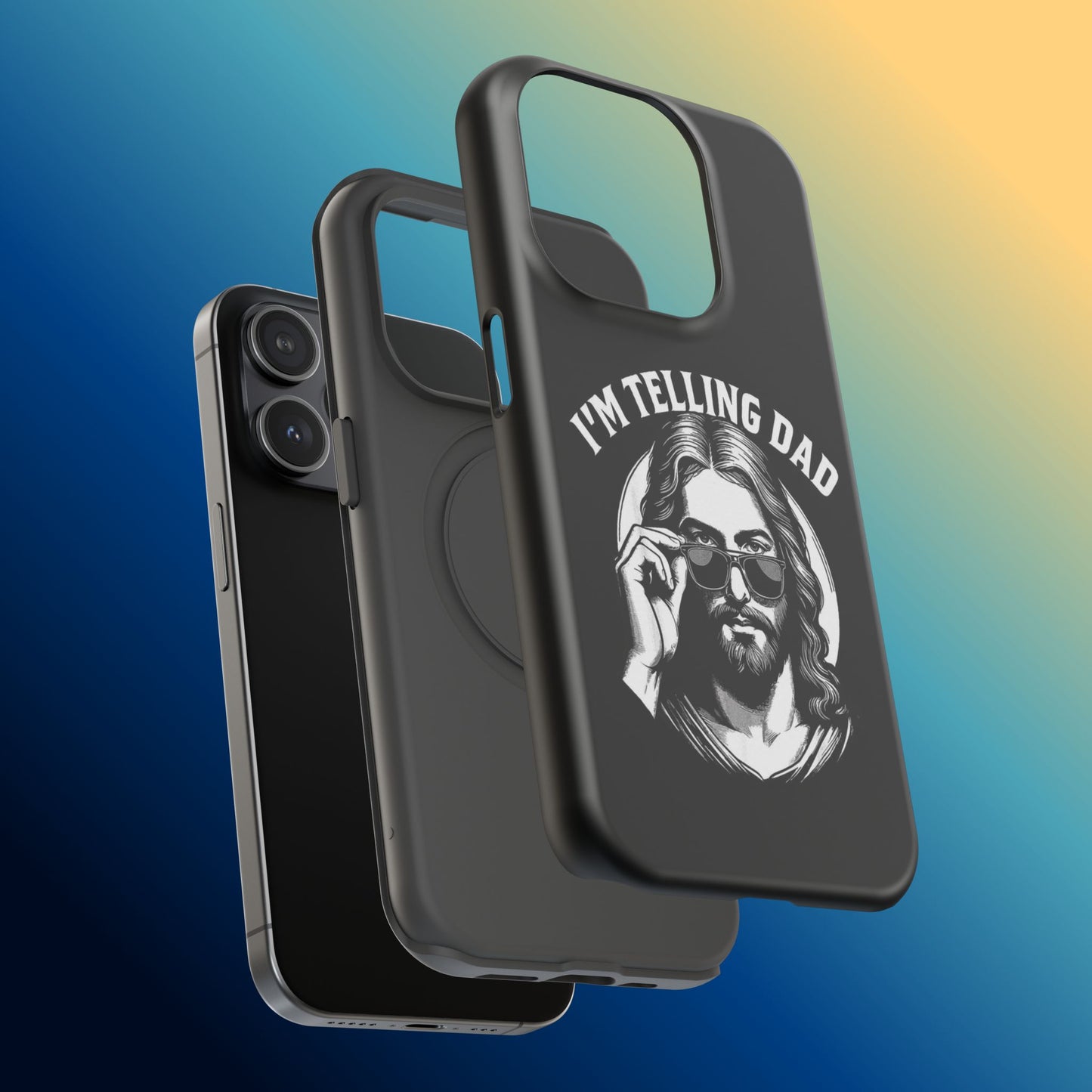 Phone Case — “I’m Telling Dad” Retro Jesus Graphic Impact-Resistant Case