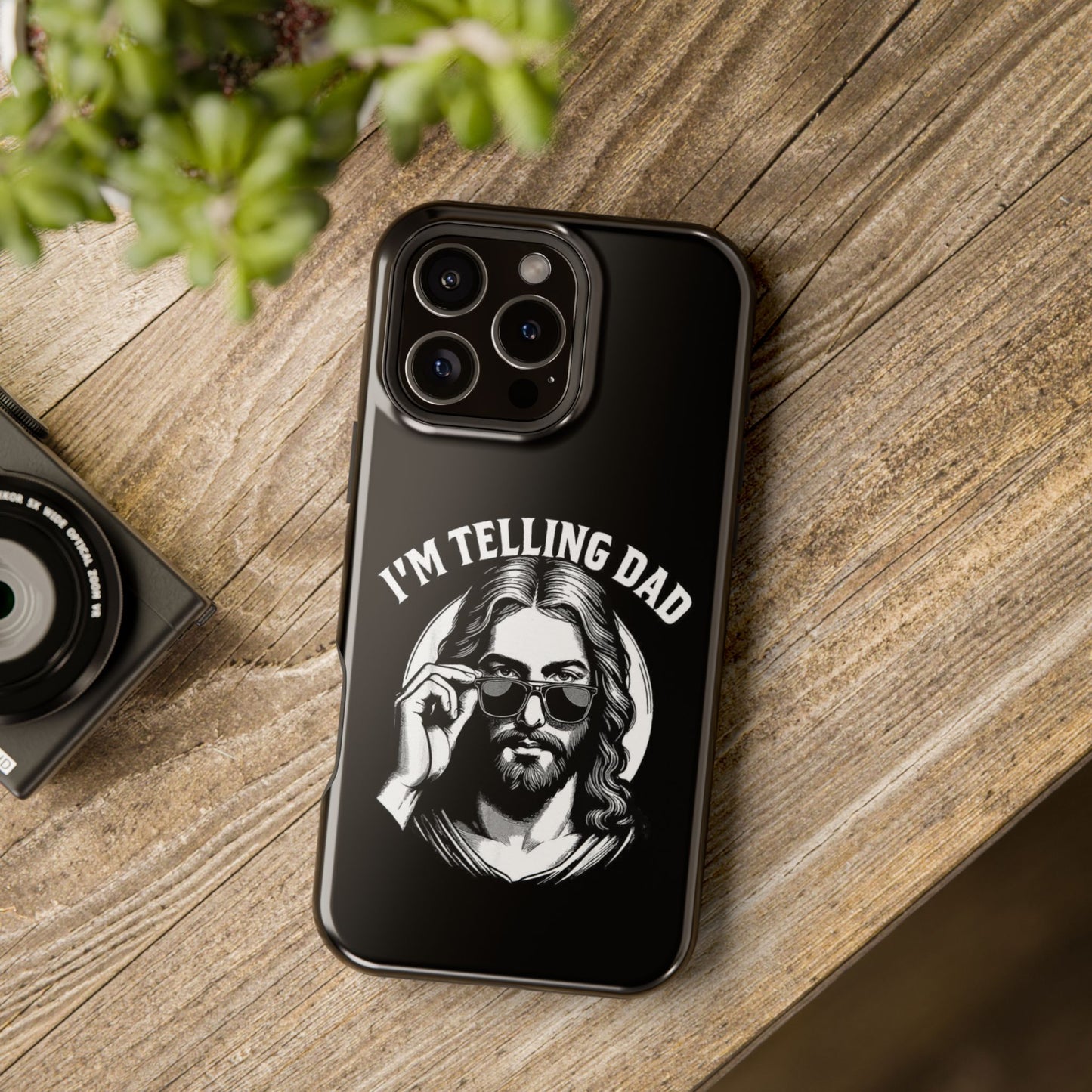 Phone Case — “I’m Telling Dad” Retro Jesus Graphic Impact-Resistant Case