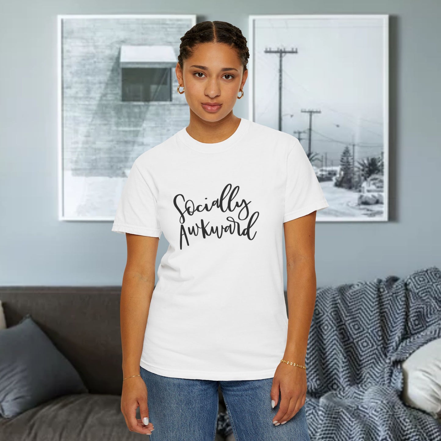 Socially Awkward Unisex Tee, Casual Wear, Gift for Introverts, Funny Shirt, Trendy Fashion
