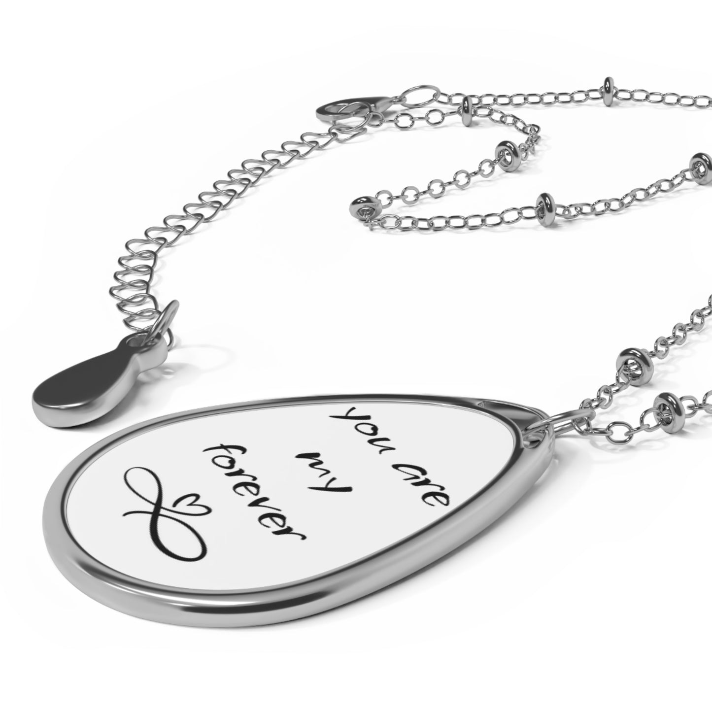 You Are My Forever Oval Necklace – Engraved Teardrop Pendant