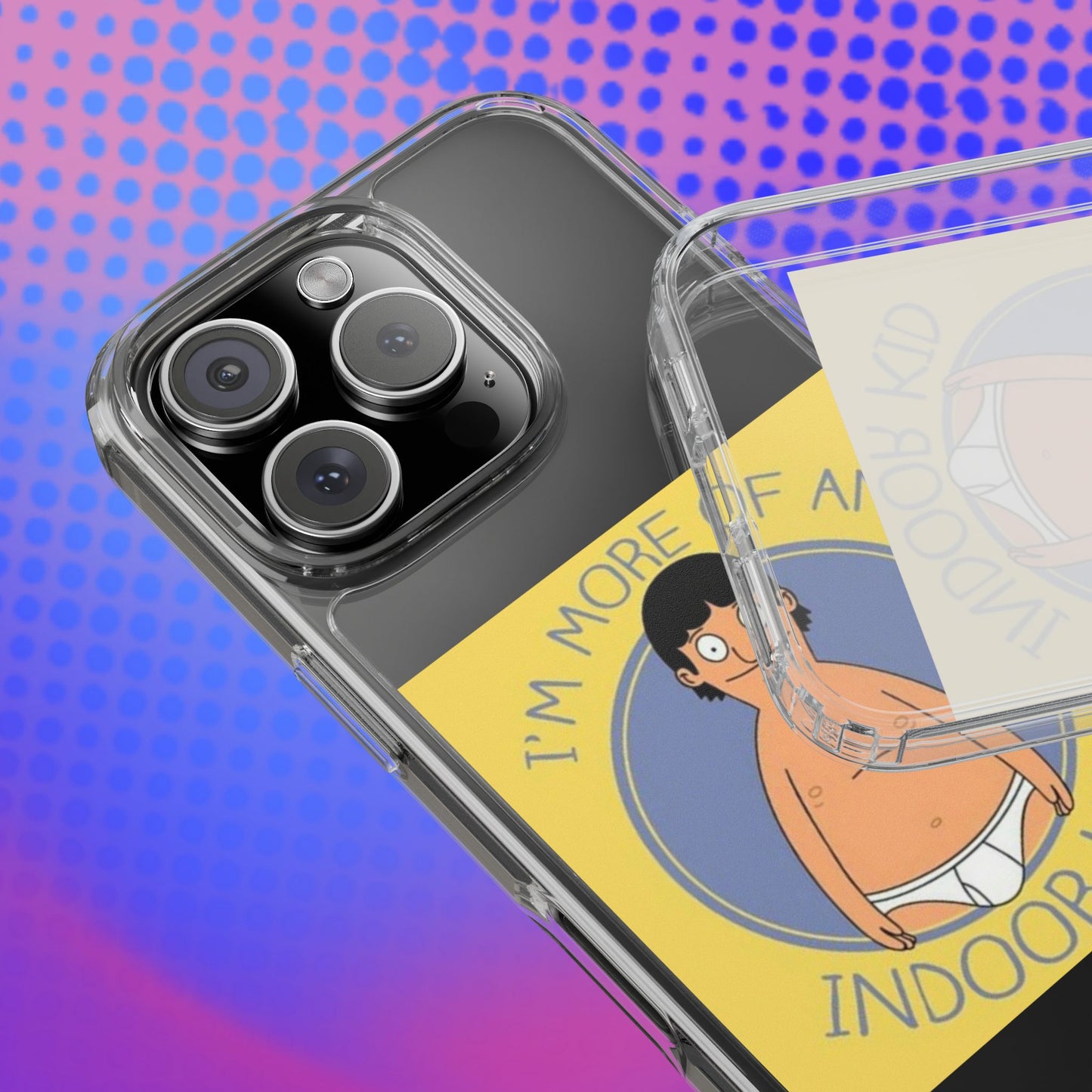 Clear Phone Case — "I'm More of an Indoor Kid" Cartoon Design