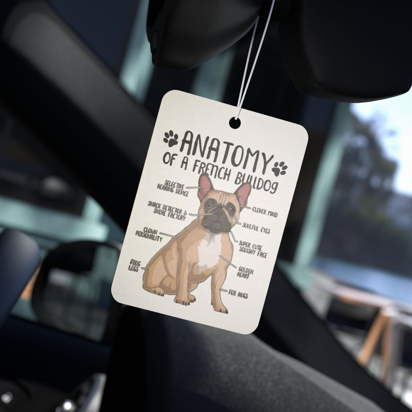 French Bulldog Anatomy Car Air Freshener — Cute Pet Diagram Scent Tag