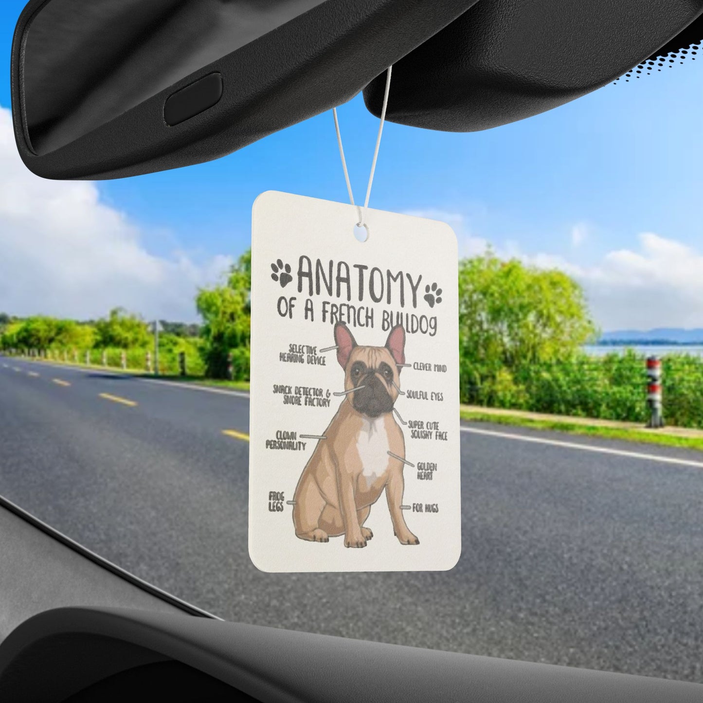 French Bulldog Anatomy Car Air Freshener — Cute Pet Diagram Scent Tag