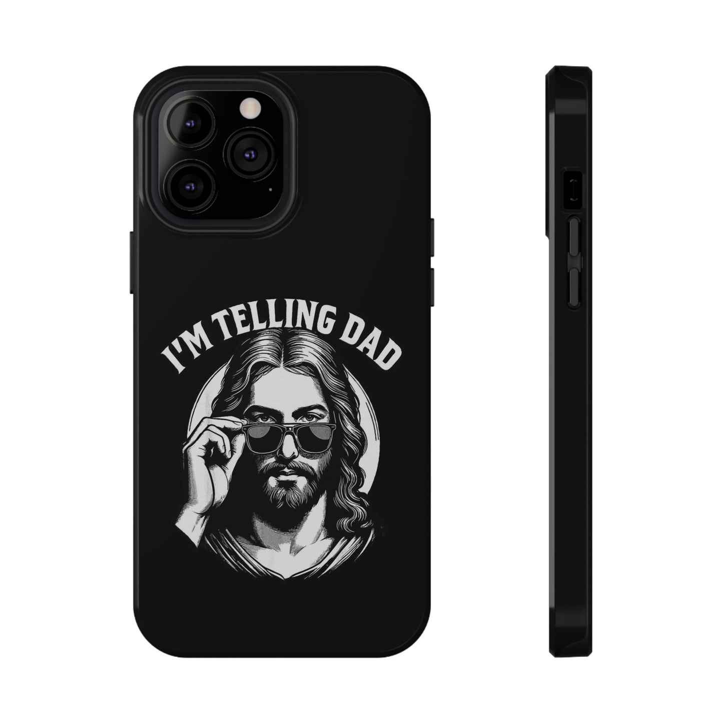 Phone Case — “I’m Telling Dad” Retro Jesus Graphic Impact-Resistant Case