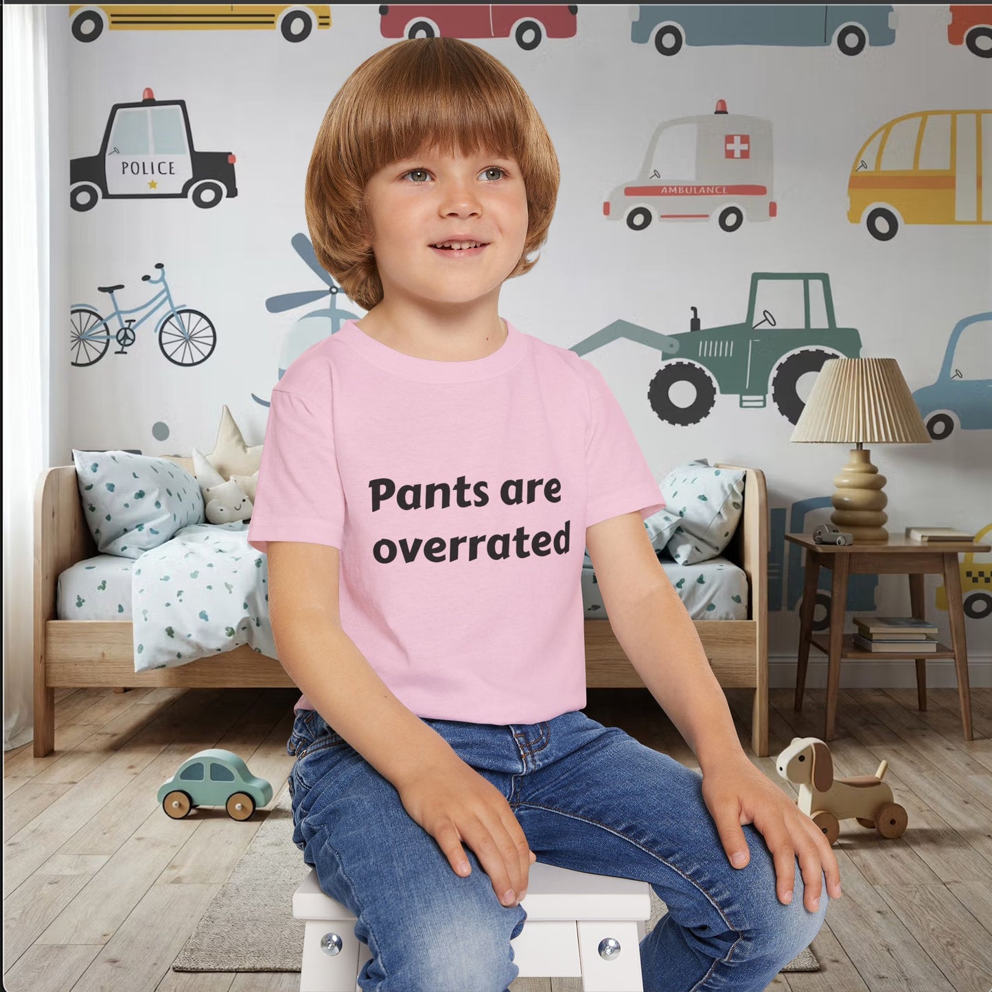 Toddler T‑Shirt "Pants Are Overrated" — Funny Baby Shirt, Cozy Playtime Tee