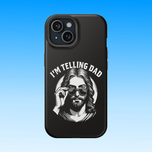 Phone Case — “I’m Telling Dad” Retro Jesus Graphic Impact-Resistant Case