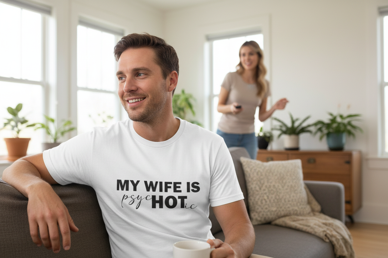 T-Shirt — "My Wife Is PsycHOTic" Funny Graphic Tee-