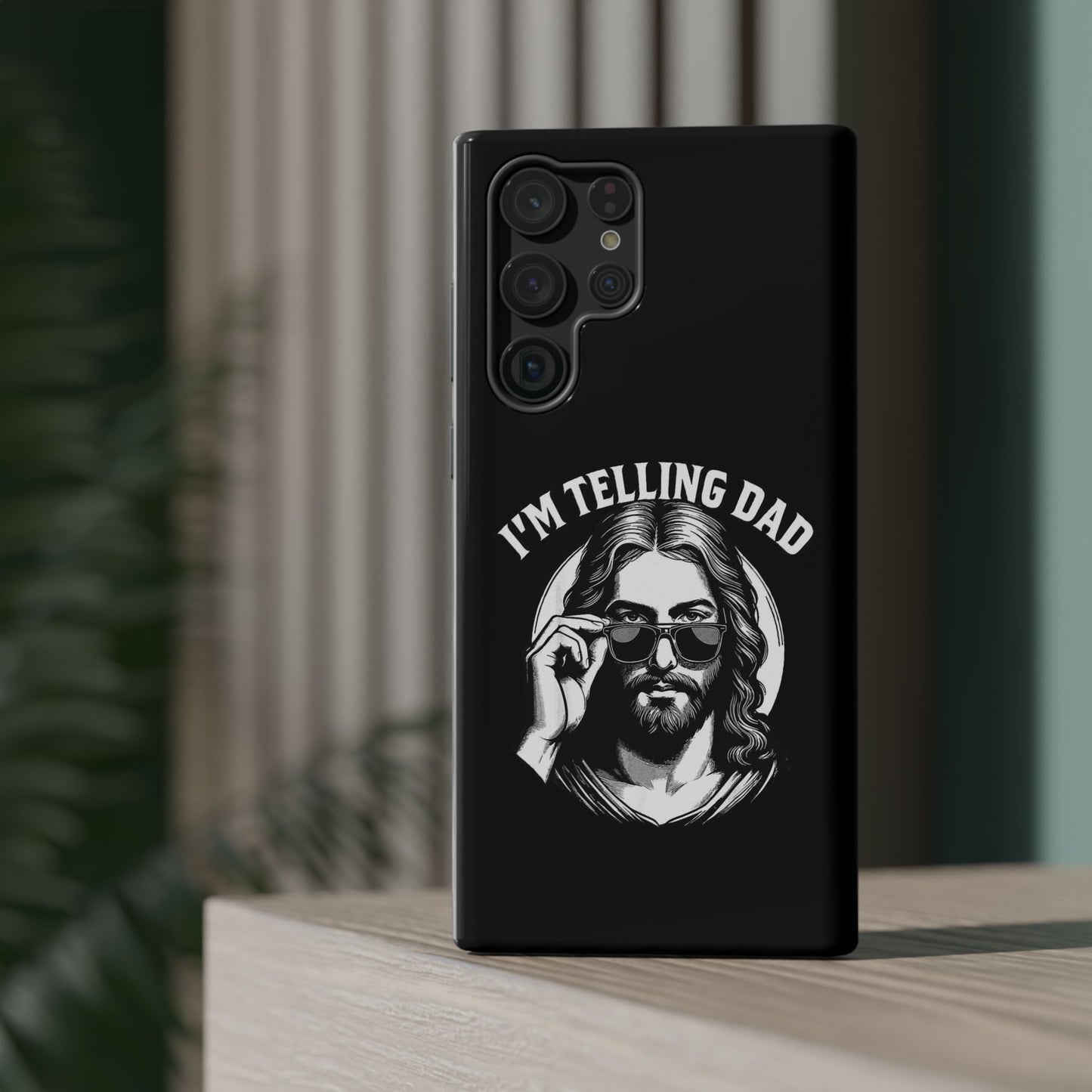 Phone Case — “I’m Telling Dad” Retro Jesus Graphic Impact-Resistant Case
