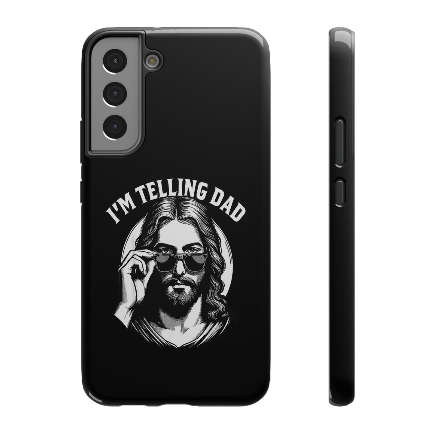 Phone Case — “I’m Telling Dad” Retro Jesus Graphic Impact-Resistant Case