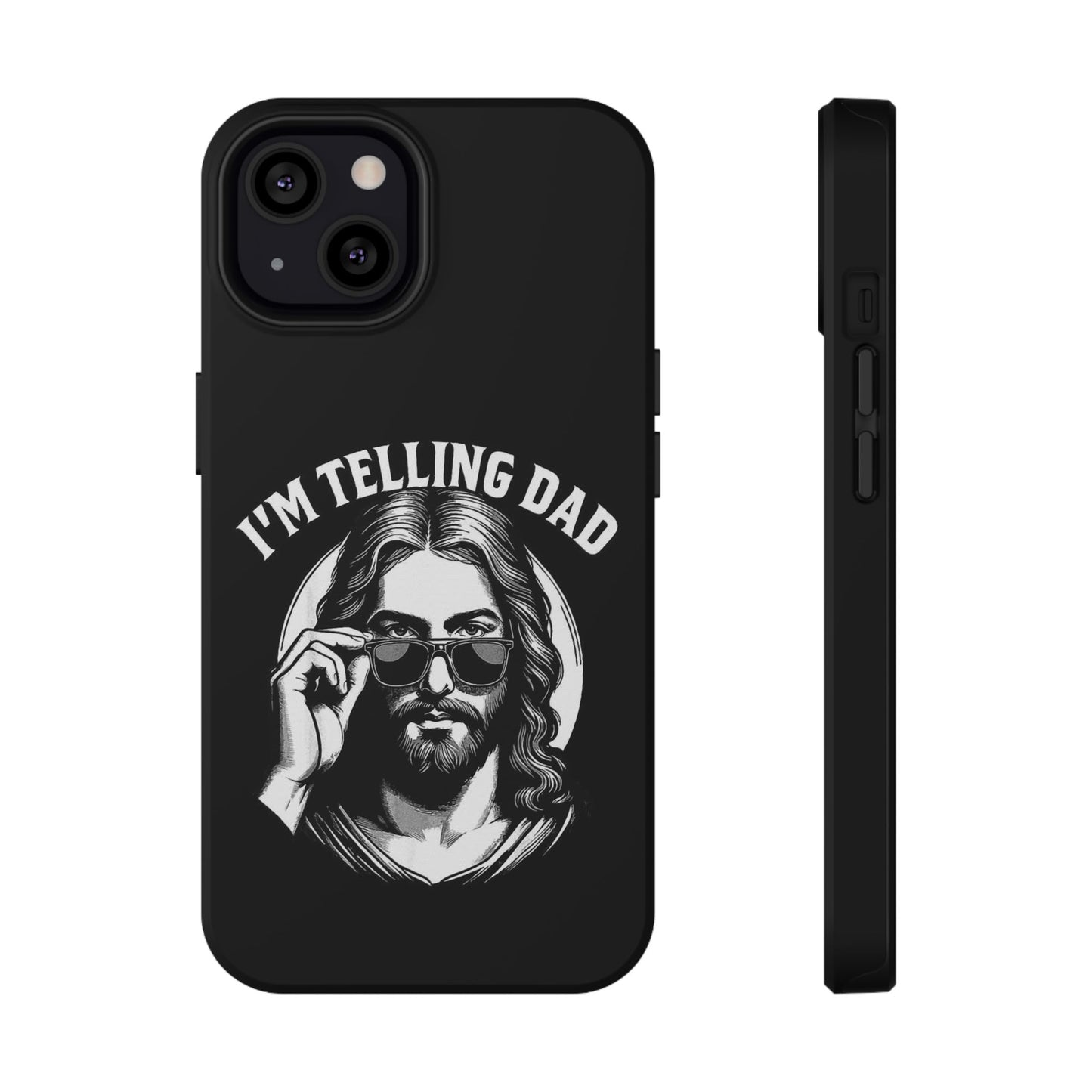 Phone Case — “I’m Telling Dad” Retro Jesus Graphic Impact-Resistant Case