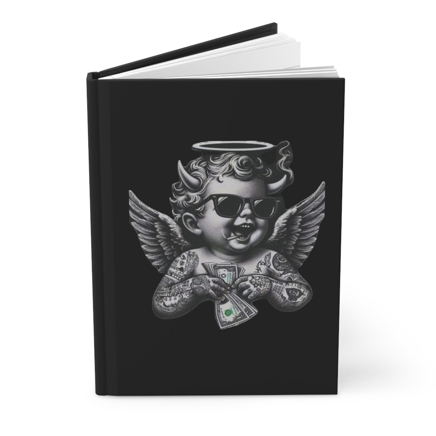 Hardcover Journal — ‘Get Money’ Tattooed Cherub Design