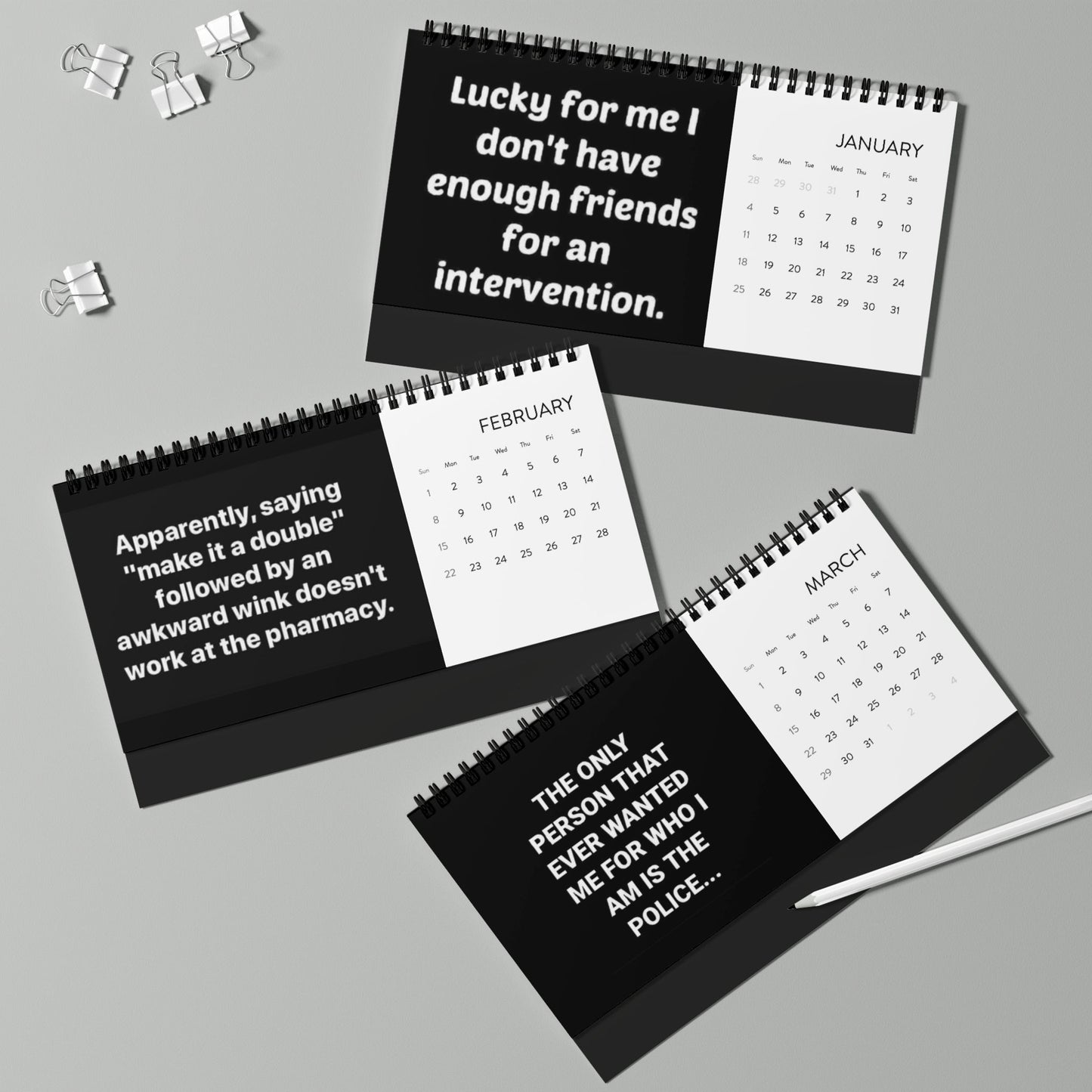 Funny quotes from rehab Desk Calendar 2026 — Humorous Quote Desktop Calendar