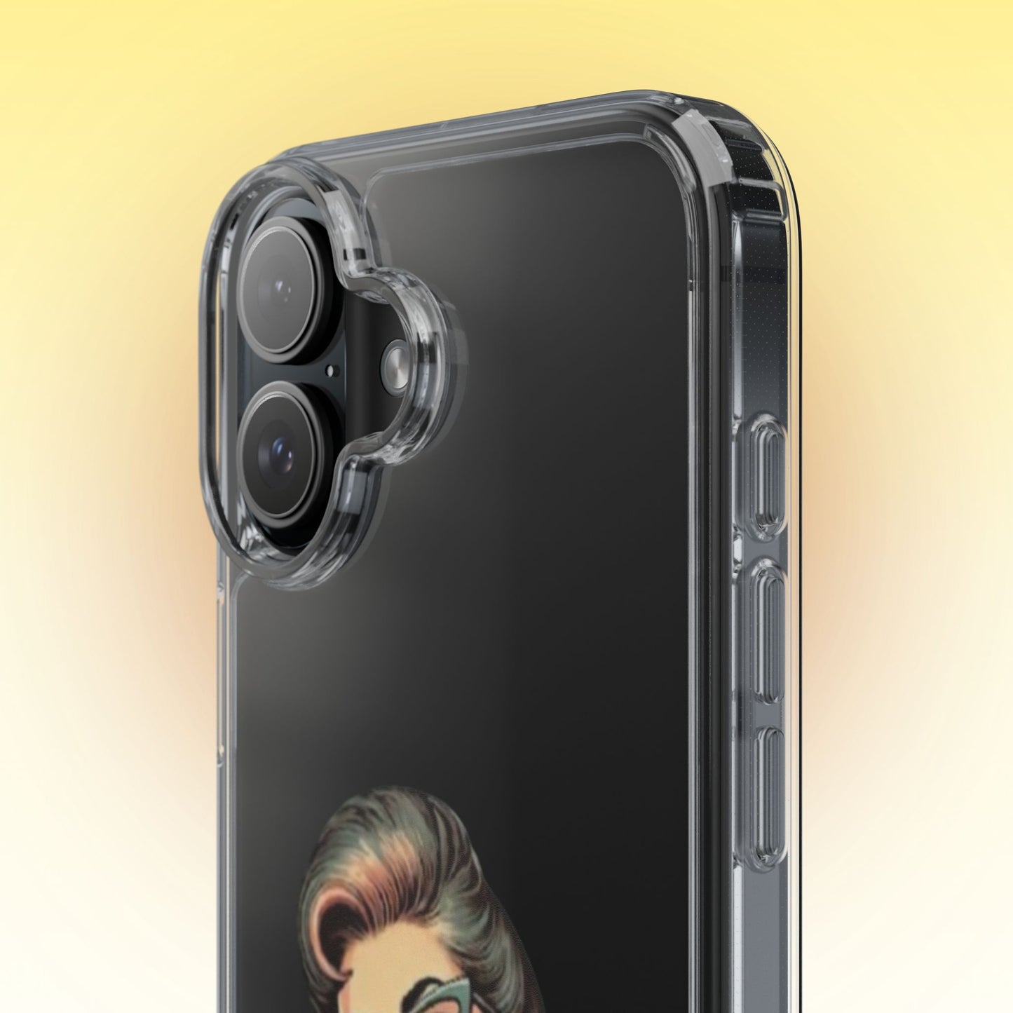 Clear Phone Case — Retro Woman Giving the Finger Graphic with “Respectfully” Text